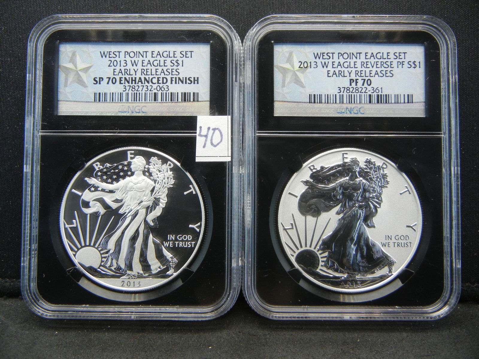2013 West point 2 Coin Set Silver Eagle NGC SP70, PF70 (1 of 9)