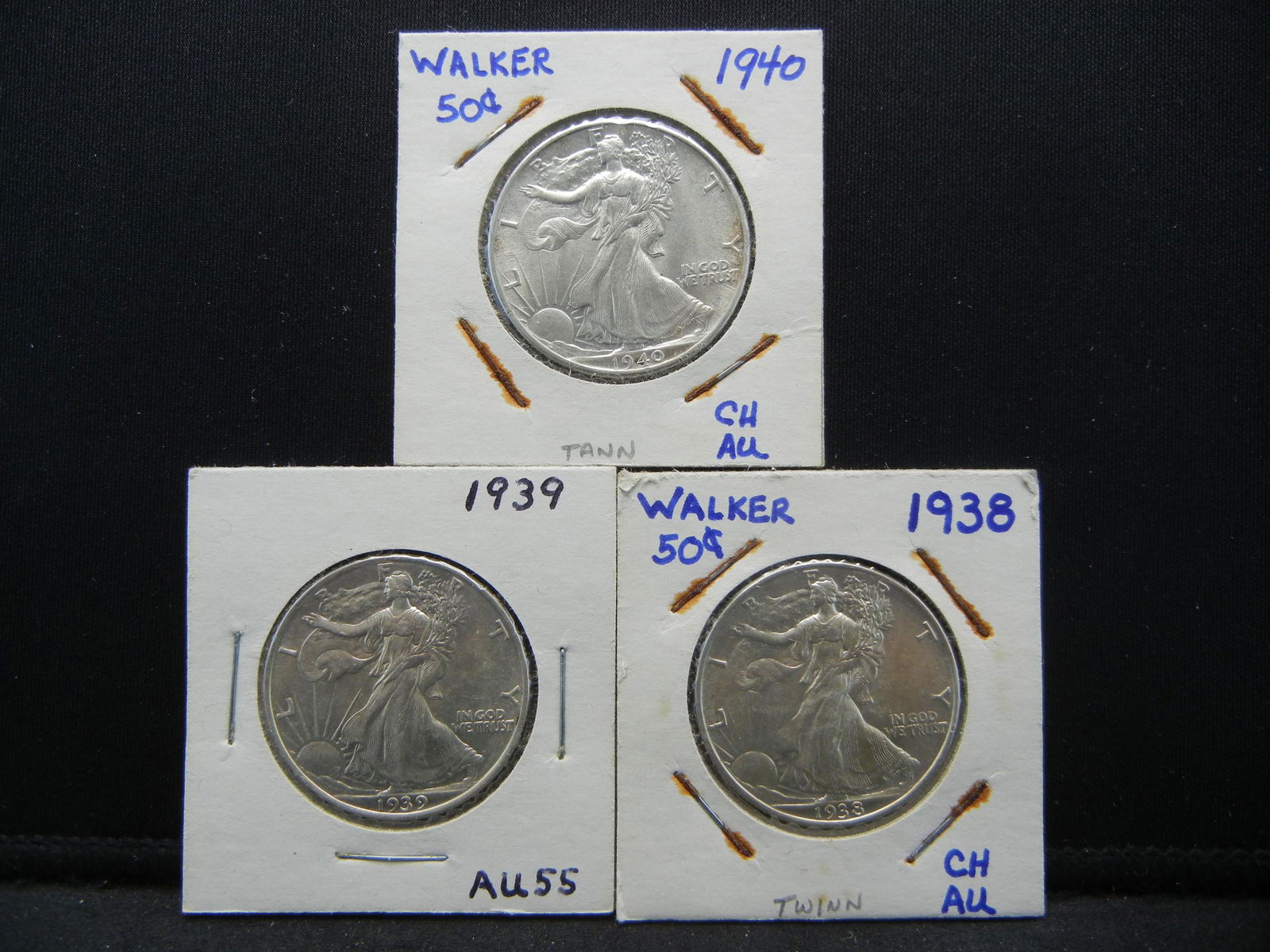 1938,39,40 Walking Liberty Half Dollar AU/BU Coins Nice (1 of 5)