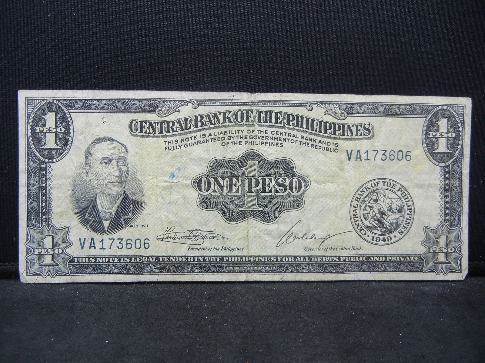 1949 Central Bank of the Philippines One Peso Note (1 of 2)