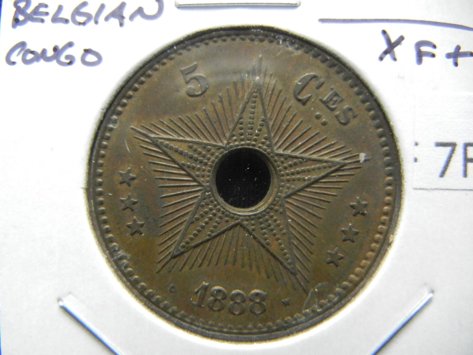 1888/7 Belgian Congo 5 Centimes. (1 of 3)