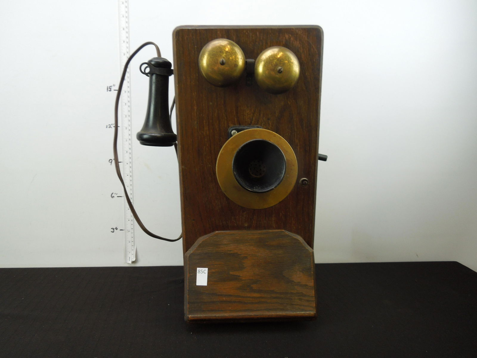 Vintage Oak Case Crank Telephone - No Battery (1 of 8)