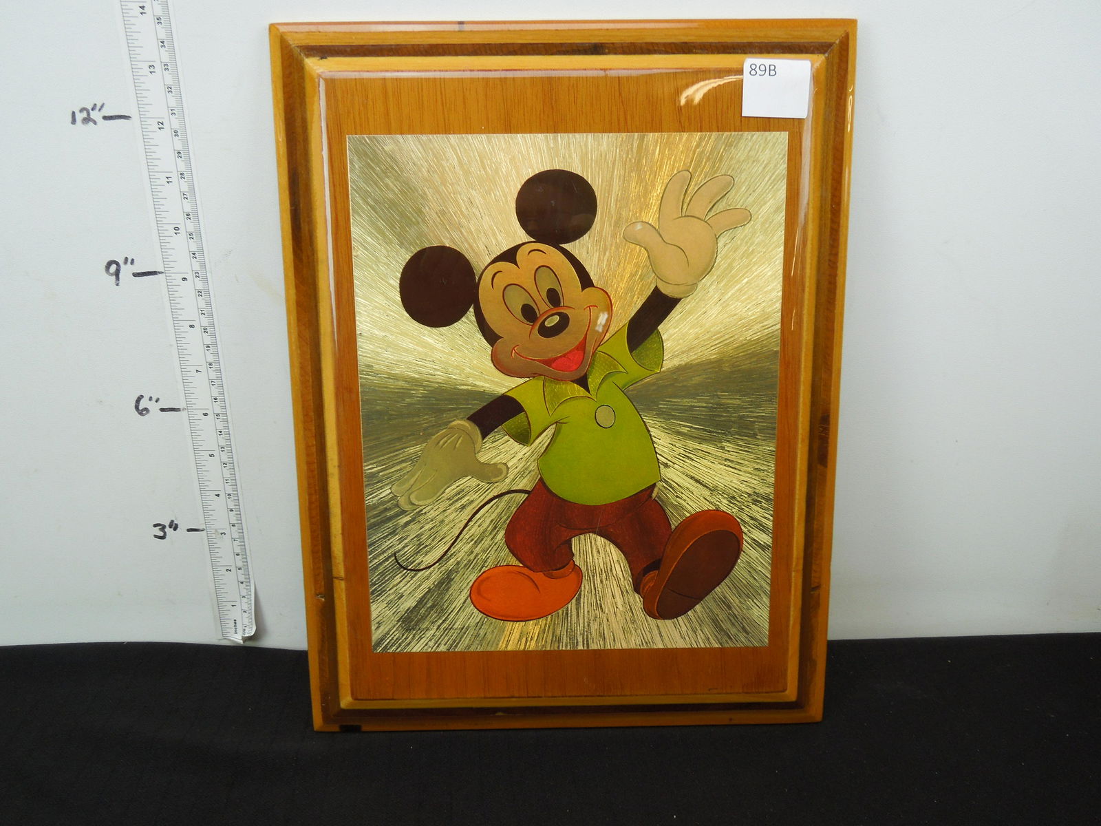 Walt Disney Mickey Mouse Decoupage Framed Approx. 11" x (1 of 2)