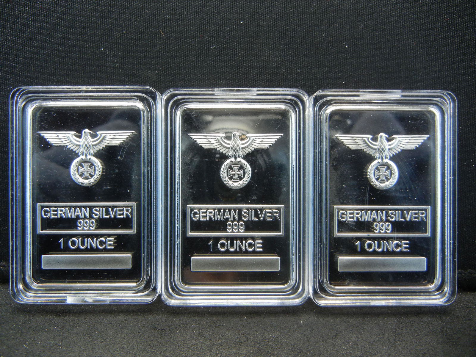 CLAD (3) GERMAN SILVER ART BARS ONE OUNCE CLAD (1 of 2)