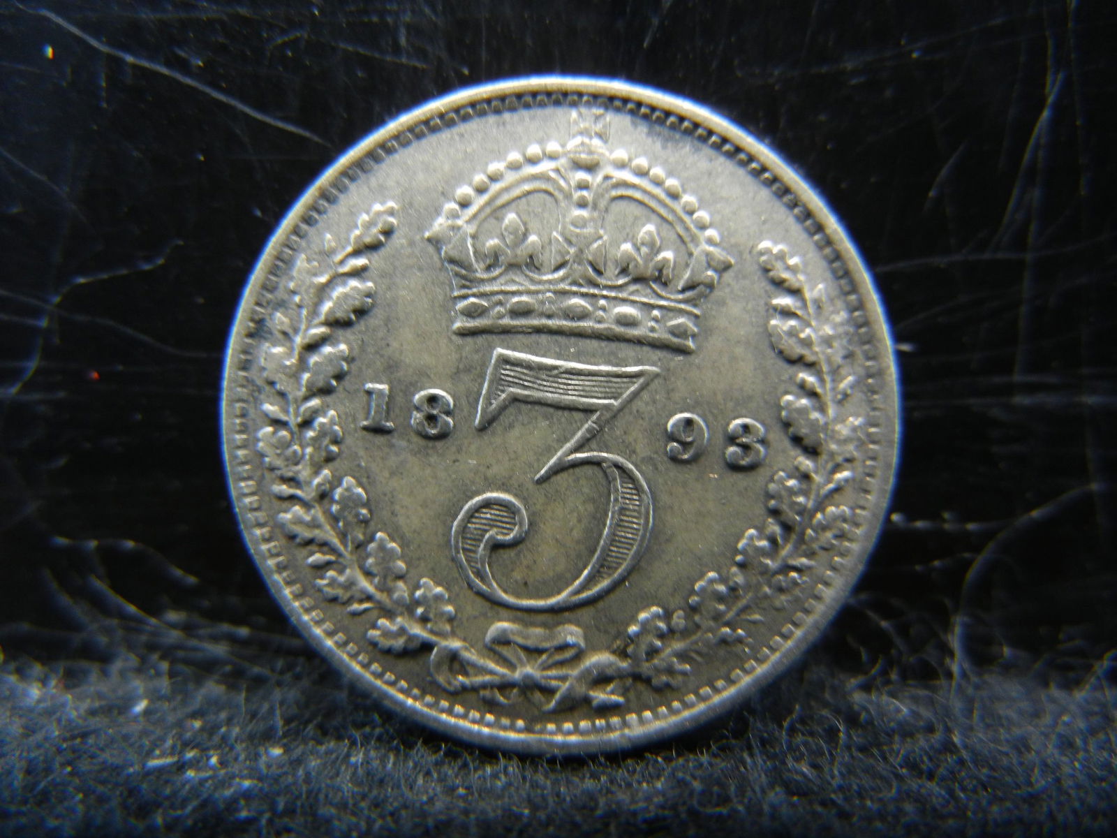1893 Great Britain 3 Pence 92.5% Sterling Silver Coin. (1 of 2)