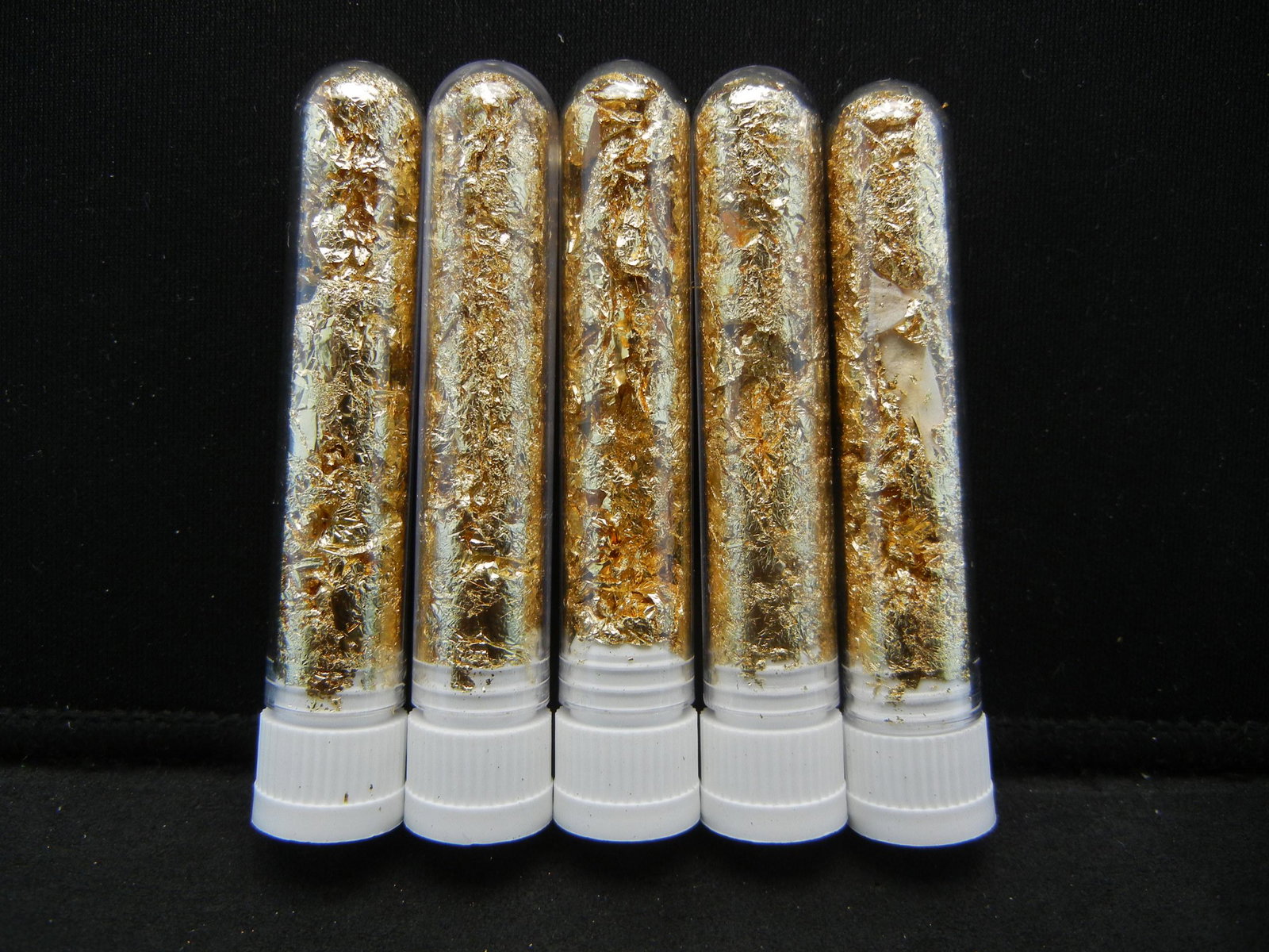 (5) Vials of 22k Gold Leaf Flakes, Can Be Sold: (5) Vials of 22k Gold Leaf Flakes, Can Be Sold Individually, Or Would Make Great Gifts!