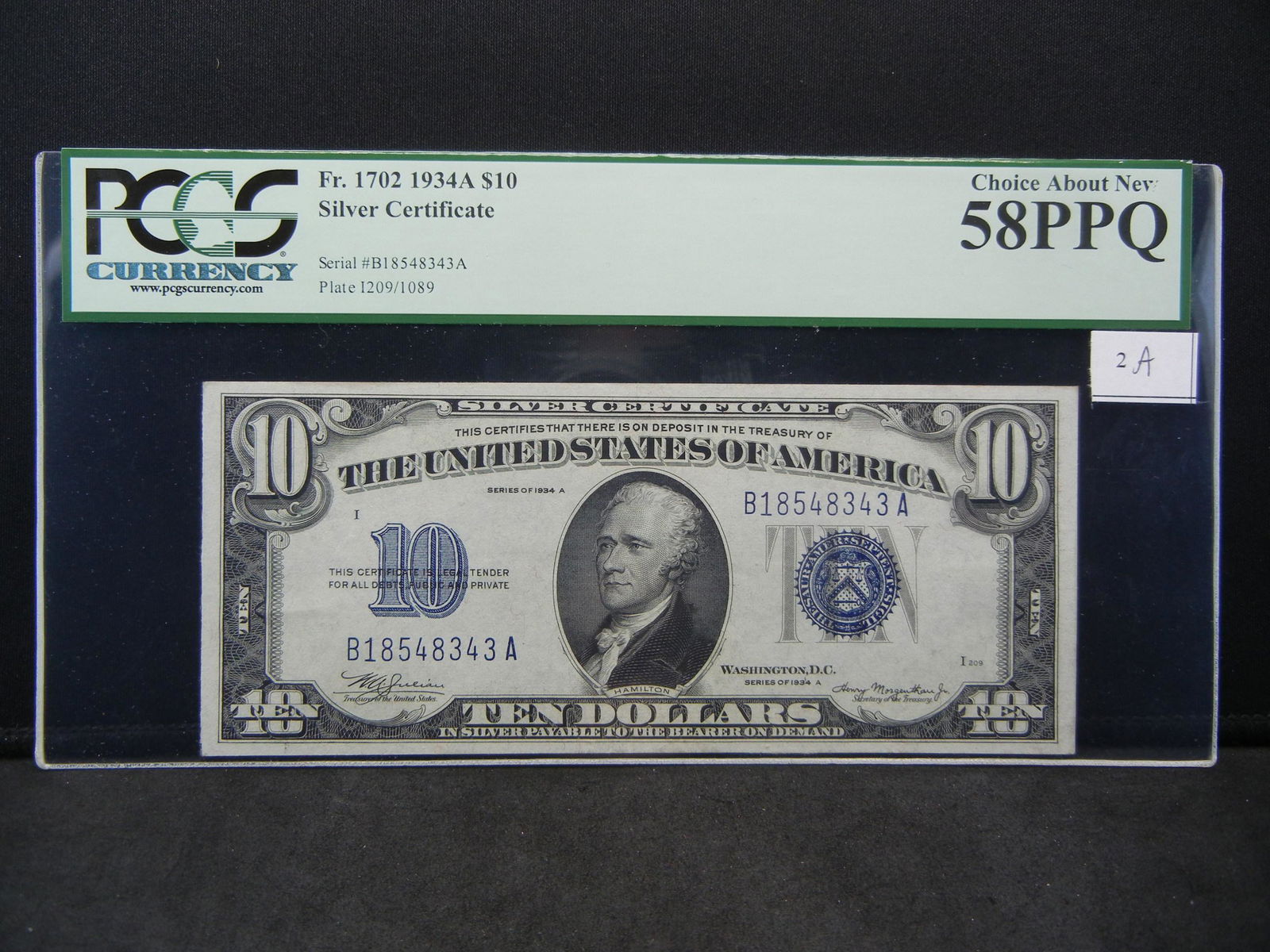 1934 A $10.00 Silver Certificate PCGS 58PPQ (1 of 5)
