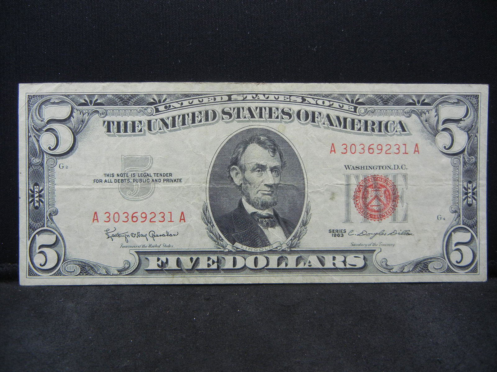 1963 $5.00 Red Seal Note (1 of 3)