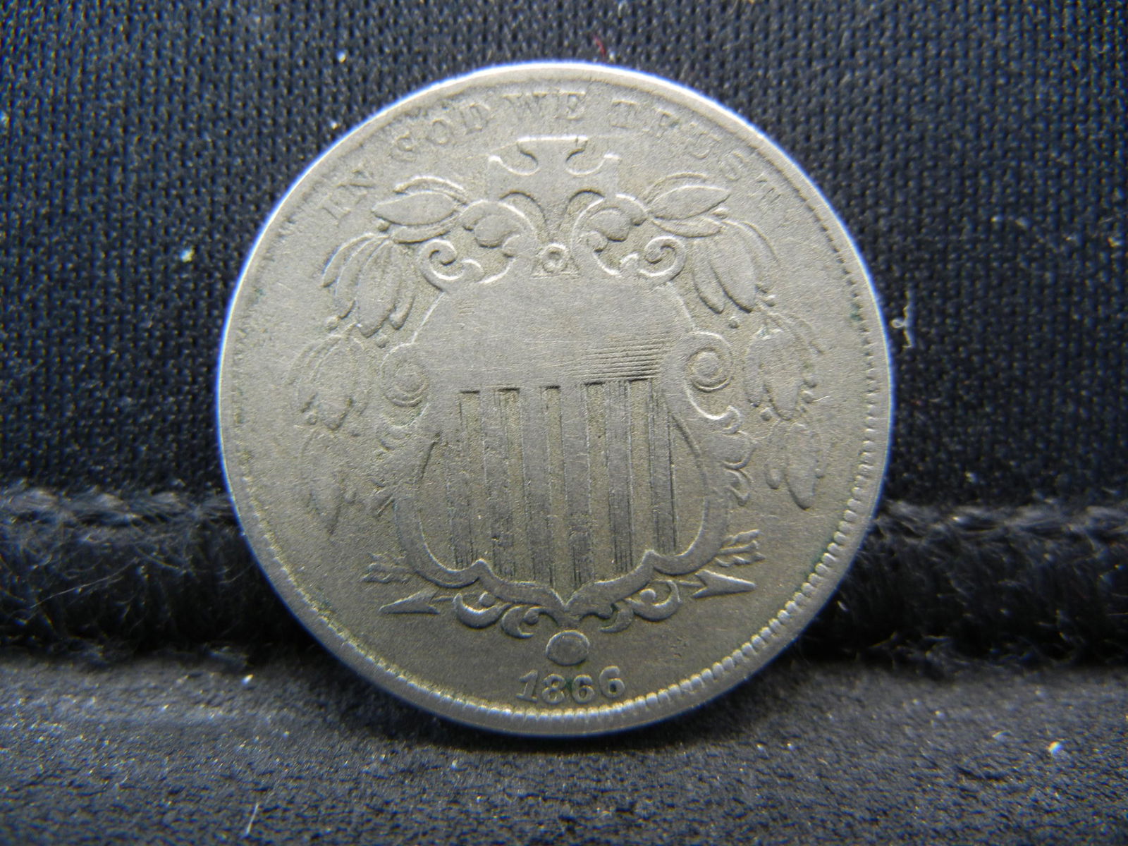 1866 Rays Shield Nickel F/VF (1 of 2)