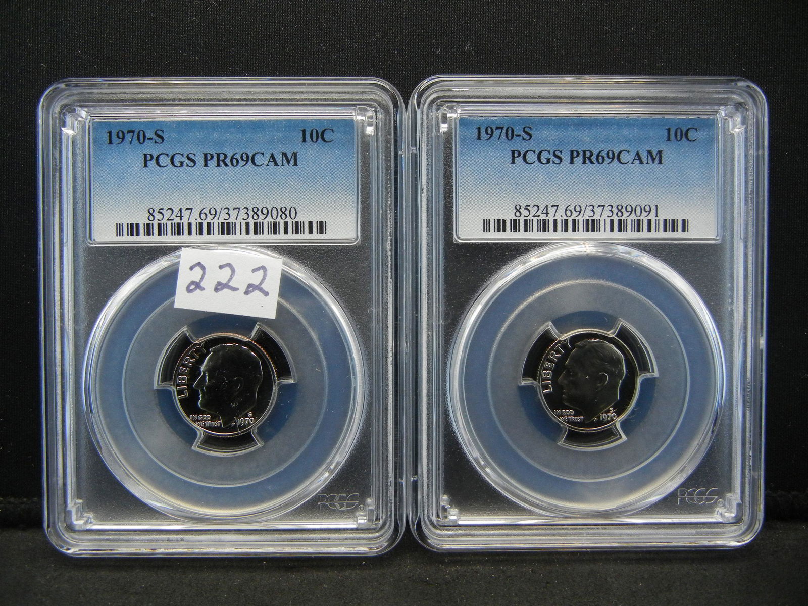 (2)1970s Roosevelt Dimes PCGS PR69CAM (1 of 9)