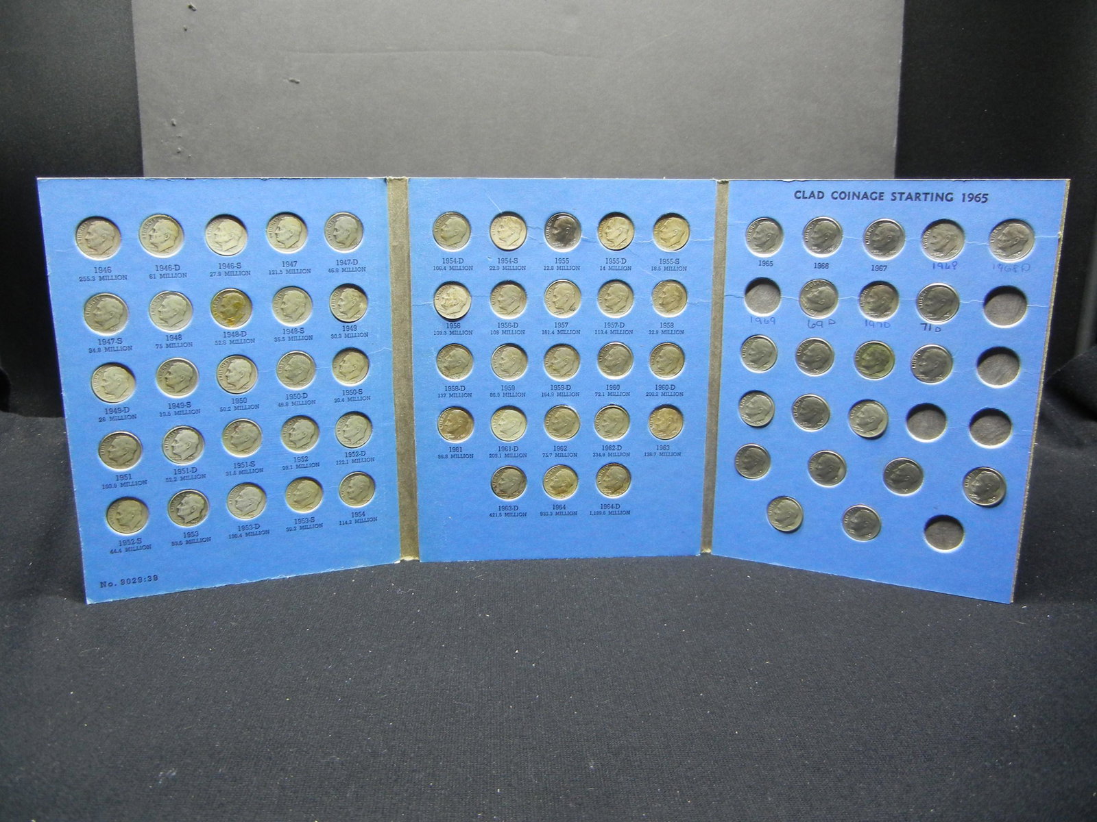 Whitman Roosevelt Dime Book, 48 are 90 % Silver & 21 Cl (1 of 7)