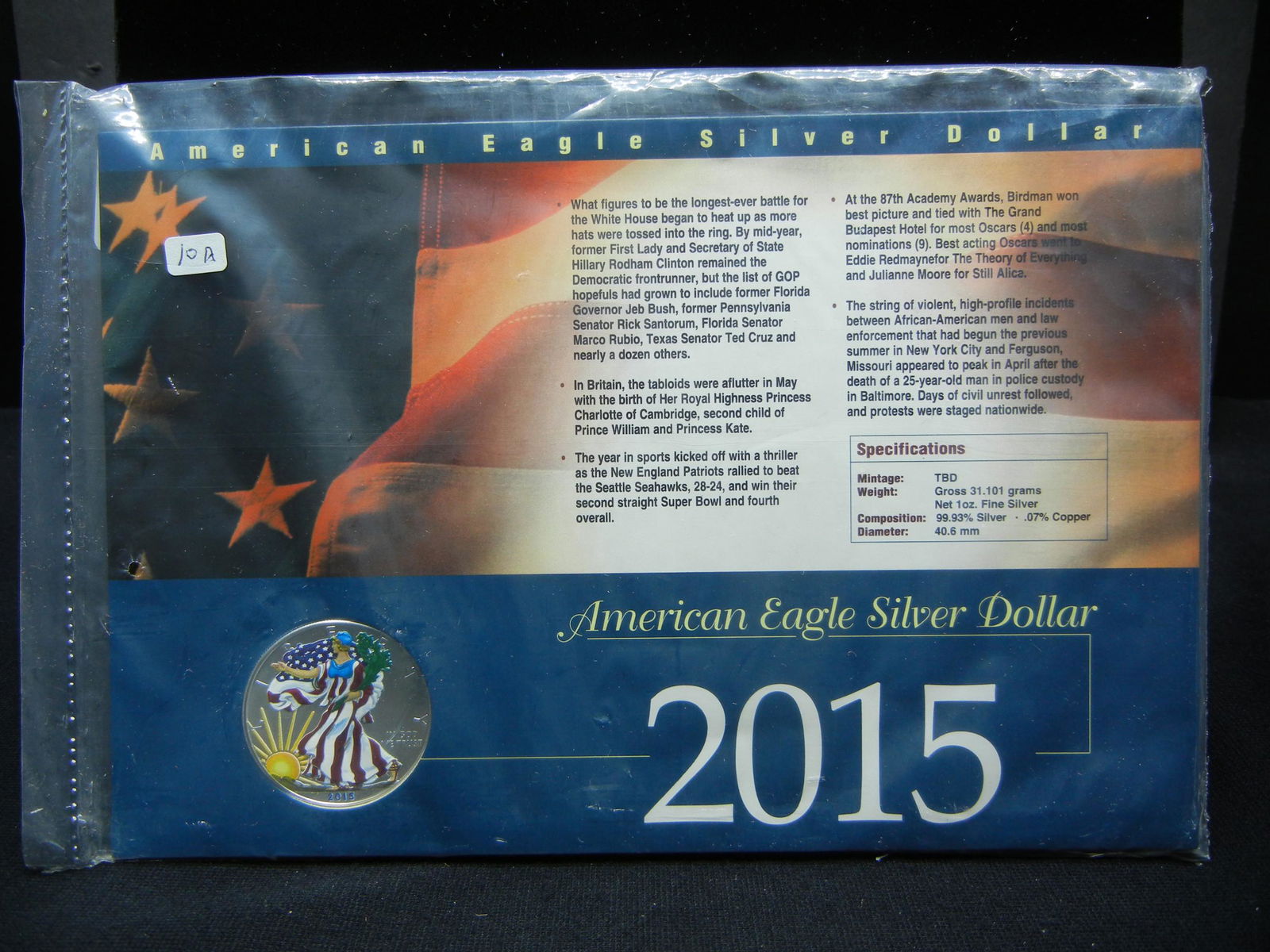 2015 Colorized US American Silver Eagle in nice (1 of 4)