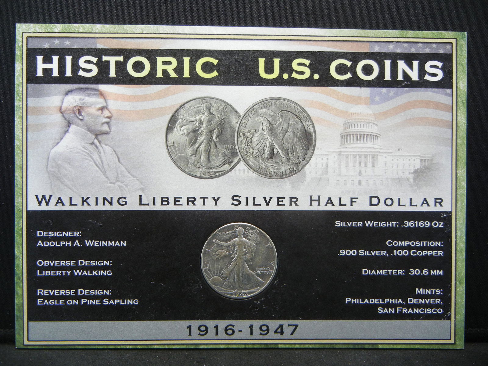 1942 Walking Liberty Half Dollar Historic U.S. Coin Set (1 of 4)