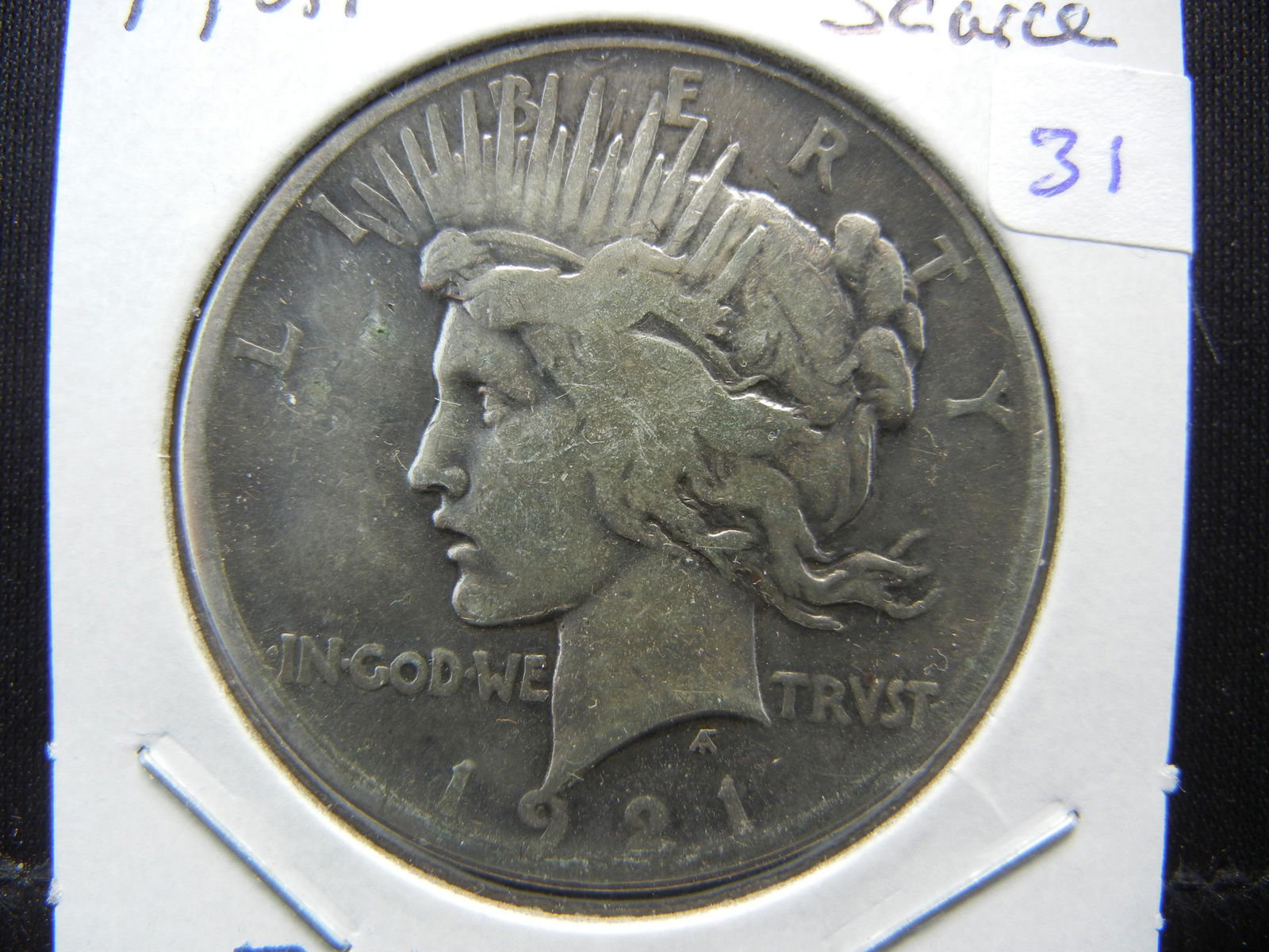 1921 Peace Dollar.  Scarce first year. (1 of 3)