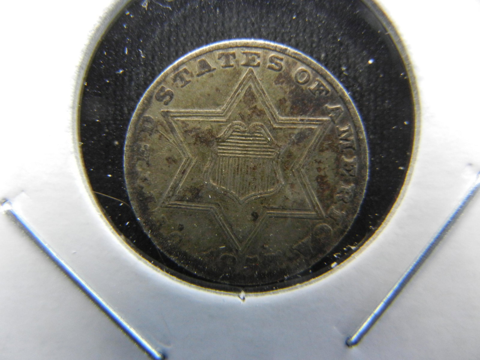 1857 3c Silver.  VF+.  Scarce Date. (1 of 3)