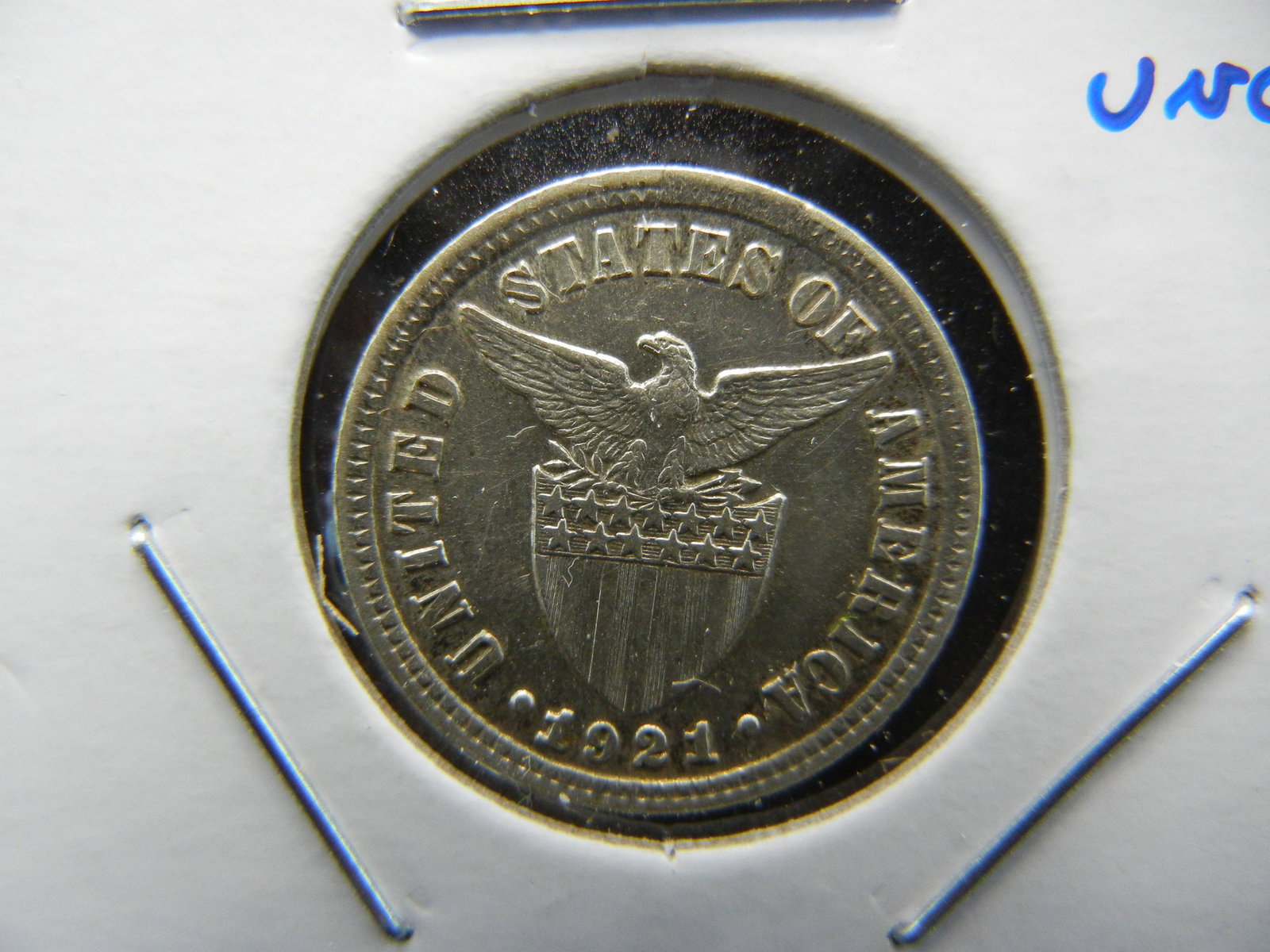 1921 Philippines 10 Centavos.  Nice UNC.  Scarce. (1 of 3)