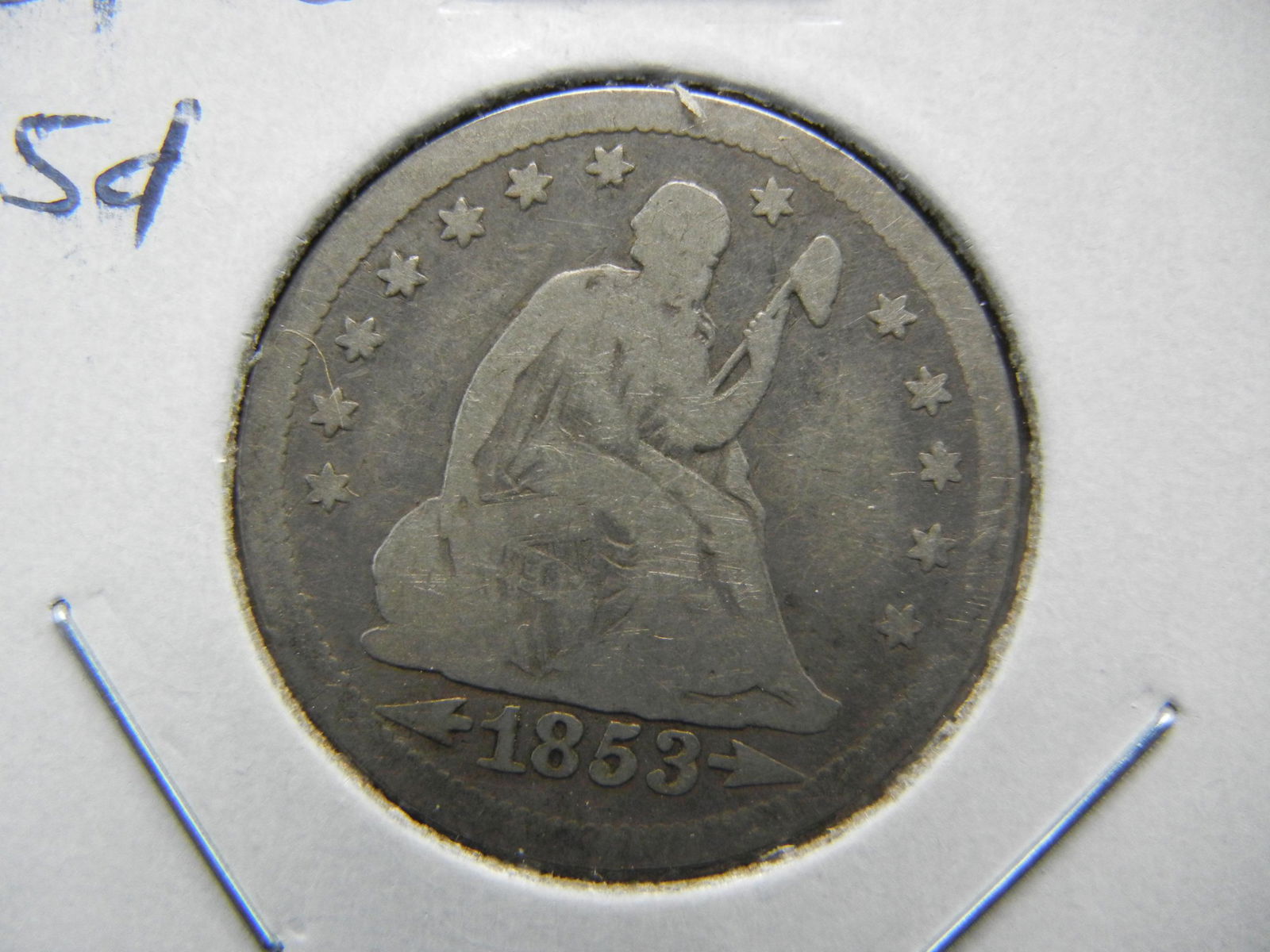 1853 Seated 25c.  VG+. (1 of 3)