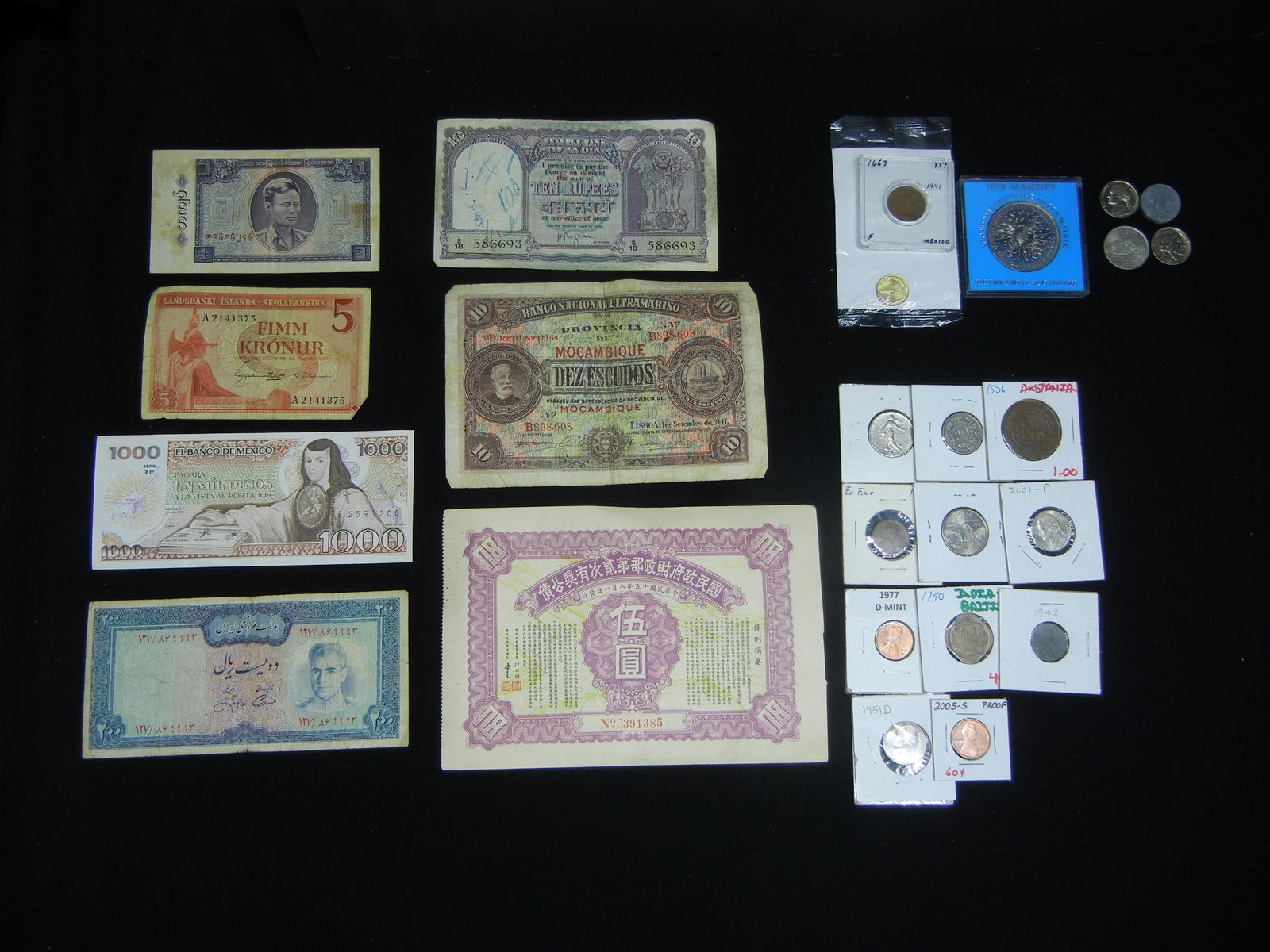 Misc. Lot:  Foreign Currency, U.S. and Foreign Coins. (1 of 6)