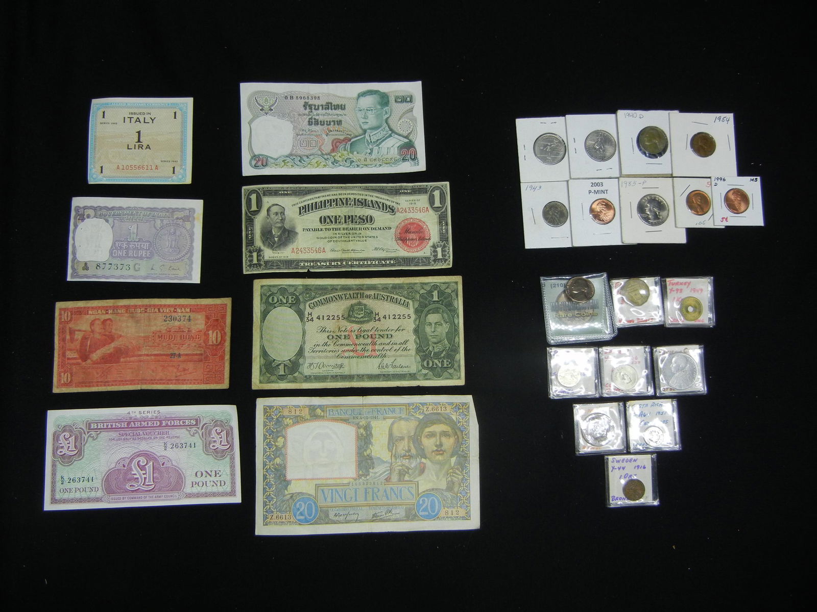 Misc. Lot:  Foreign Currency, U.S. and Foreign Coins. (1 of 5)