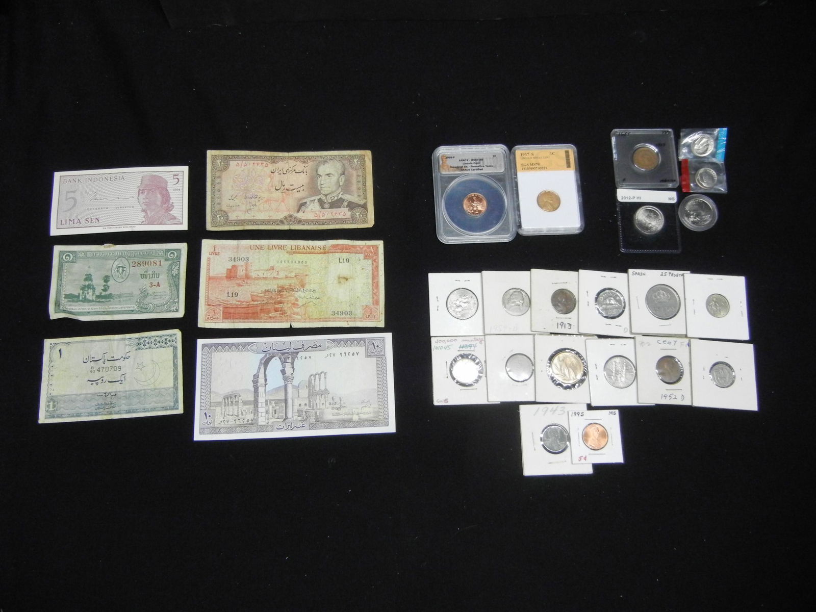 Misc. Lot:  Foreign Currency, U.S. and Foreign Coins. (1 of 7)