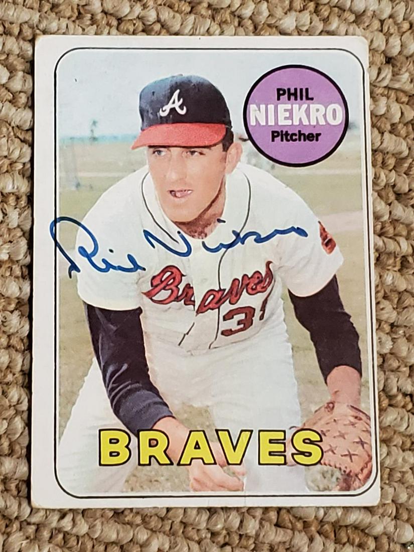 1969 Topps Baseball #355 Phil Niekro Autographed Card (1 of 2)