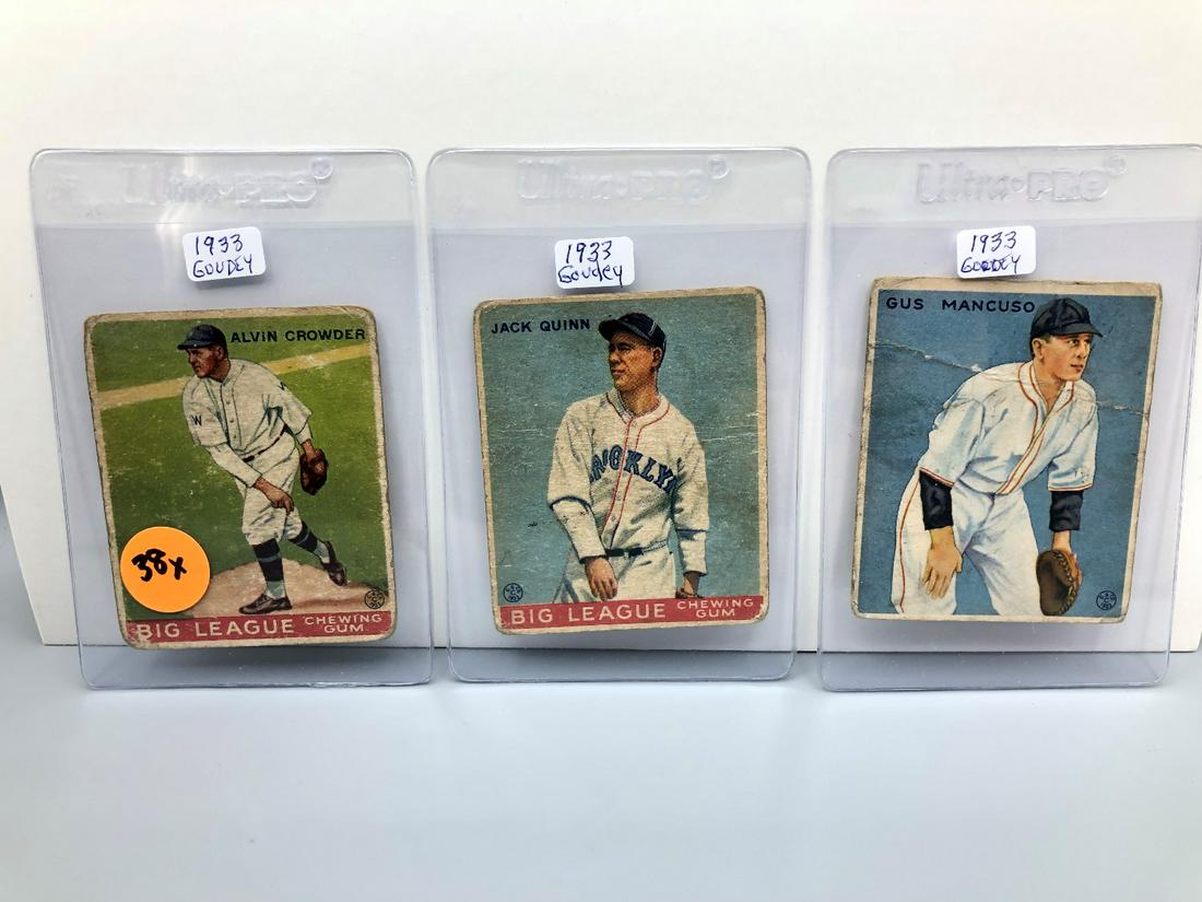 (3) 1933 Goudey Baseball Cards Mancuso #237, Quinn #78, (1 of 2)