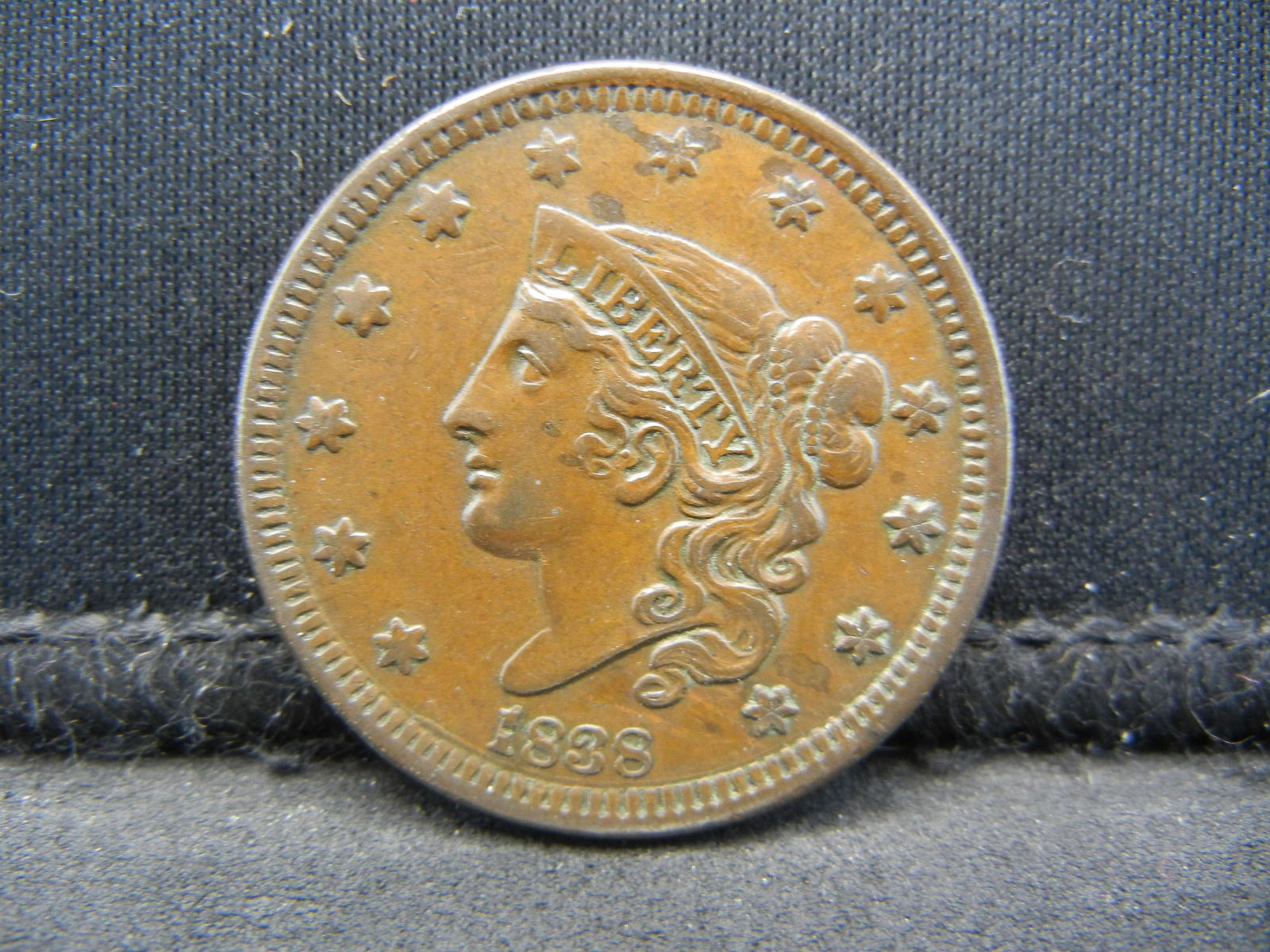 1838 Large Cent AU Nice Color (1 of 2)