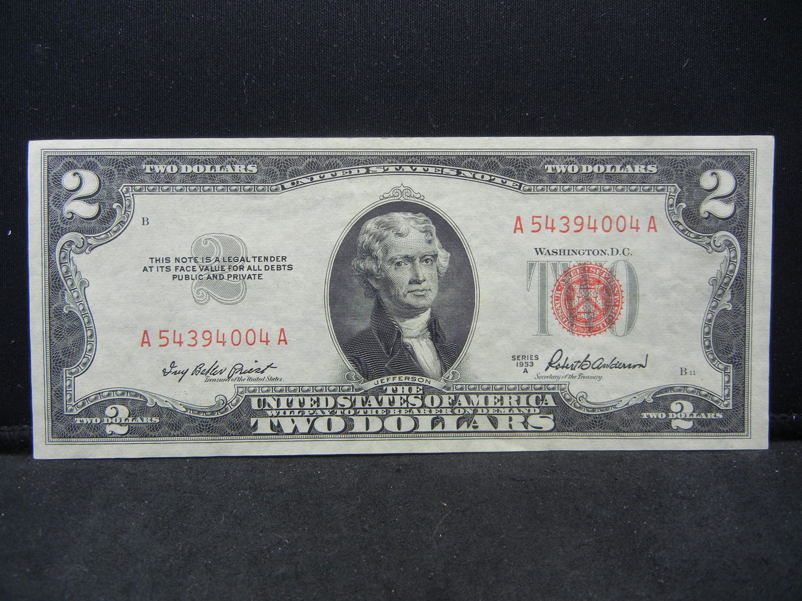 Series 1953 A United States $2.00 Red Seal Note (1 of 3)