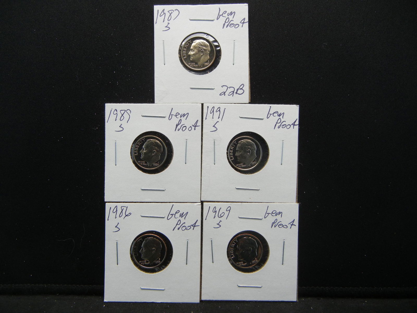 (5) Proof Roosevelt Dimes, 69S, 86S, 87S, 89S, 91S (1 of 7)