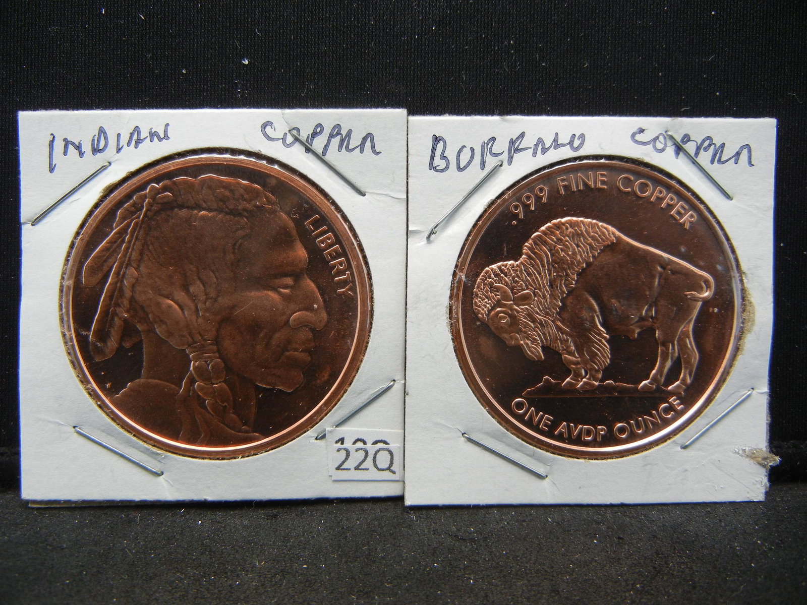 (2) Copper Rounds .999 Indian Head and Buffalo (1 of 5)