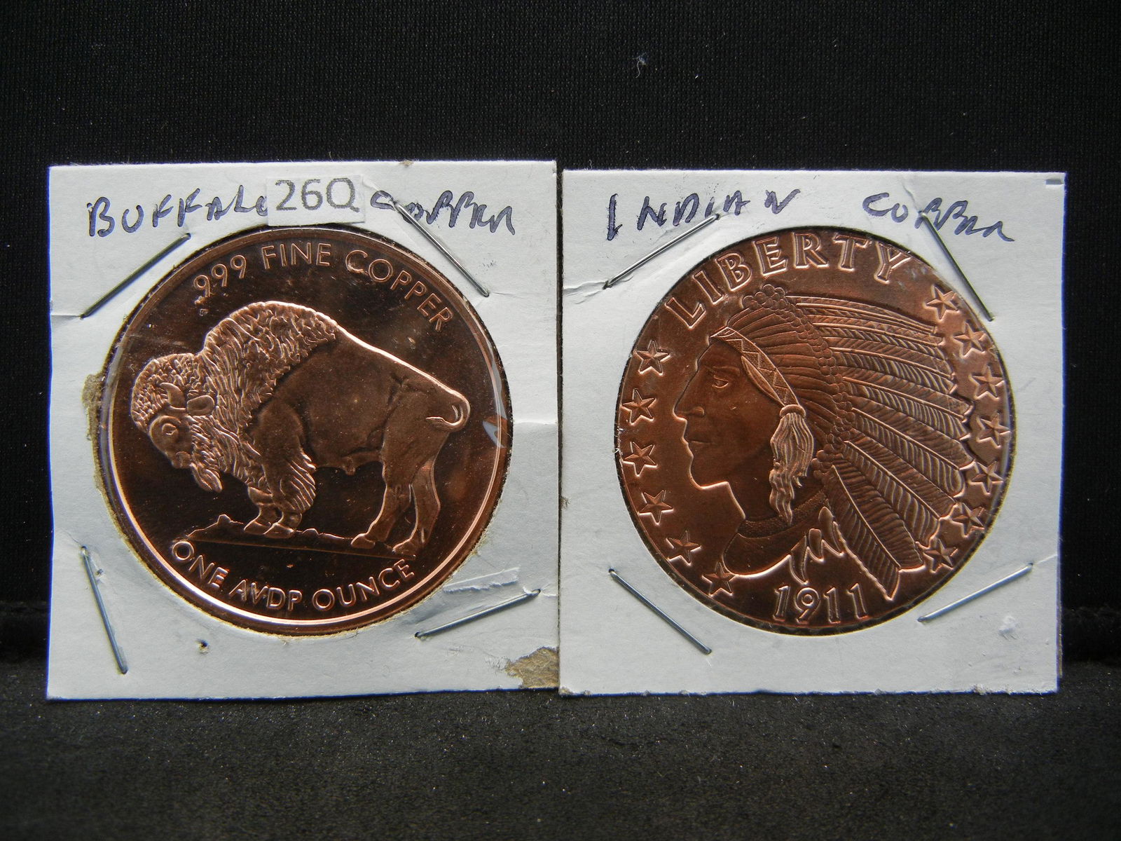 (2) Copper Rounds .999 Indian Head and Buffalo (1 of 5)