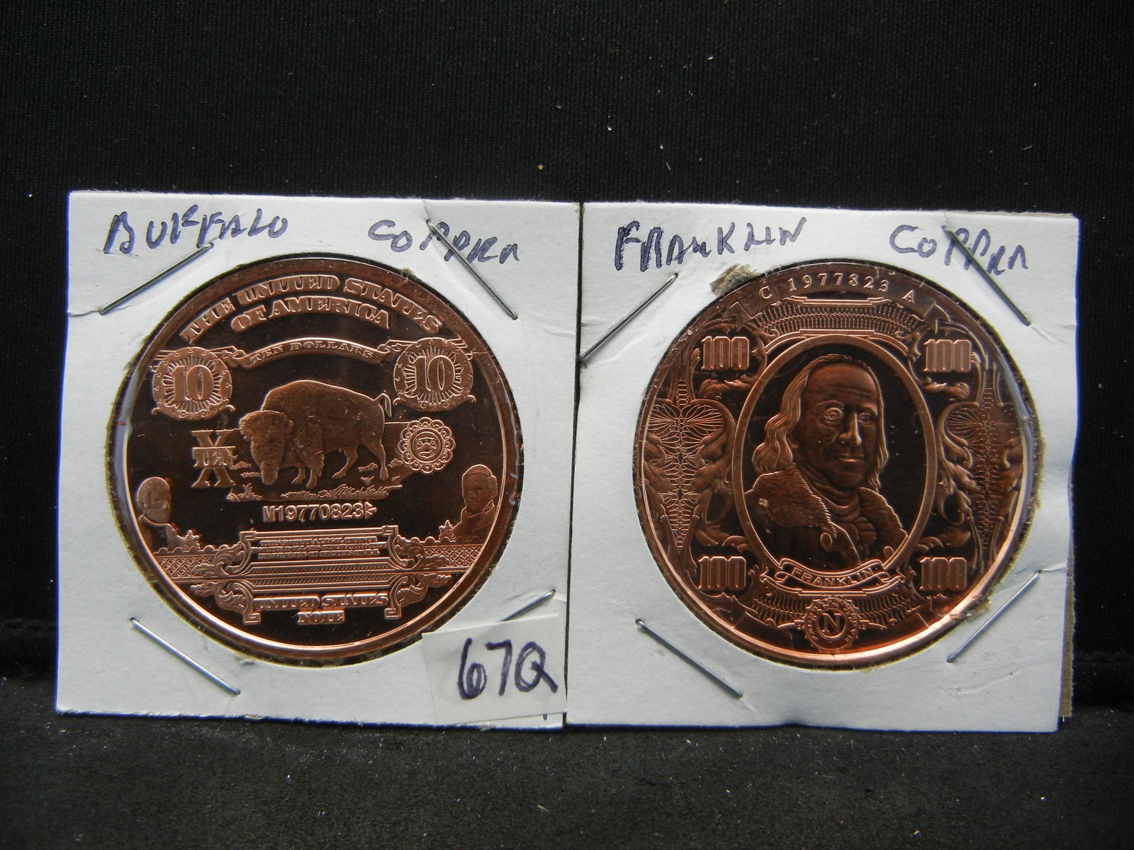 (2) Copper Rounds .999 Buffalo and Franklin (1 of 5)