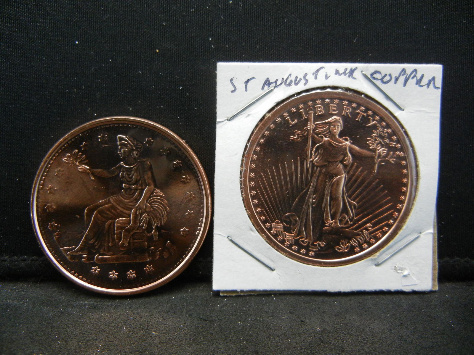 (2) Copper Rounds .999 Liberty and St. Augustine (1 of 5)