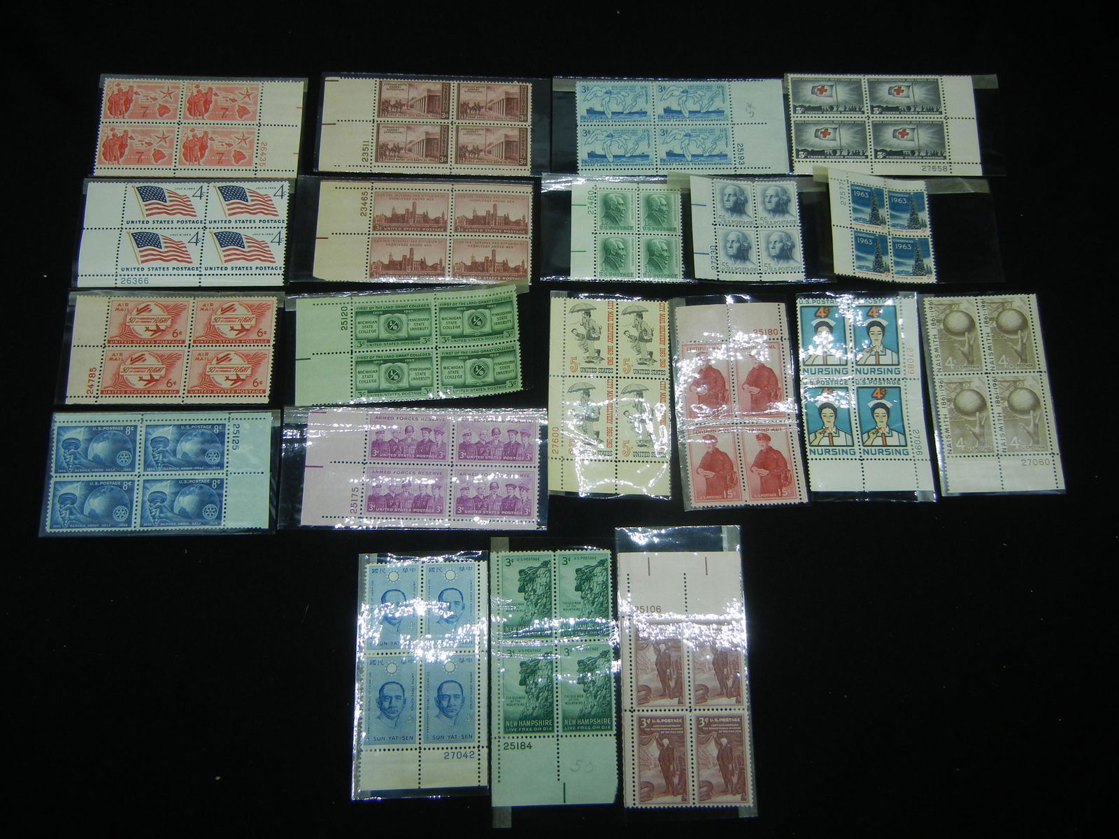 (20) 4 Stamp plated Blocks.  Mint (1 of 7)