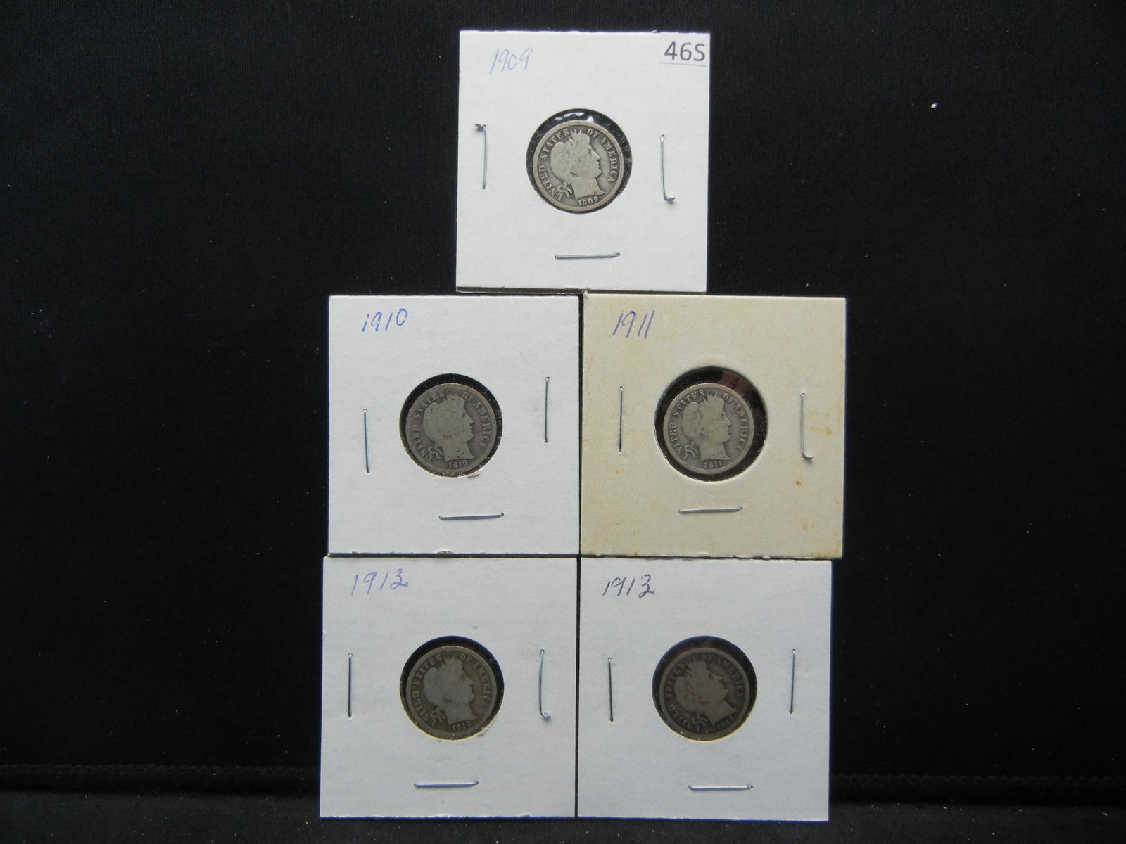 Barber dimes 1909, 1910, 1911,1912,1913 (1 of 7)