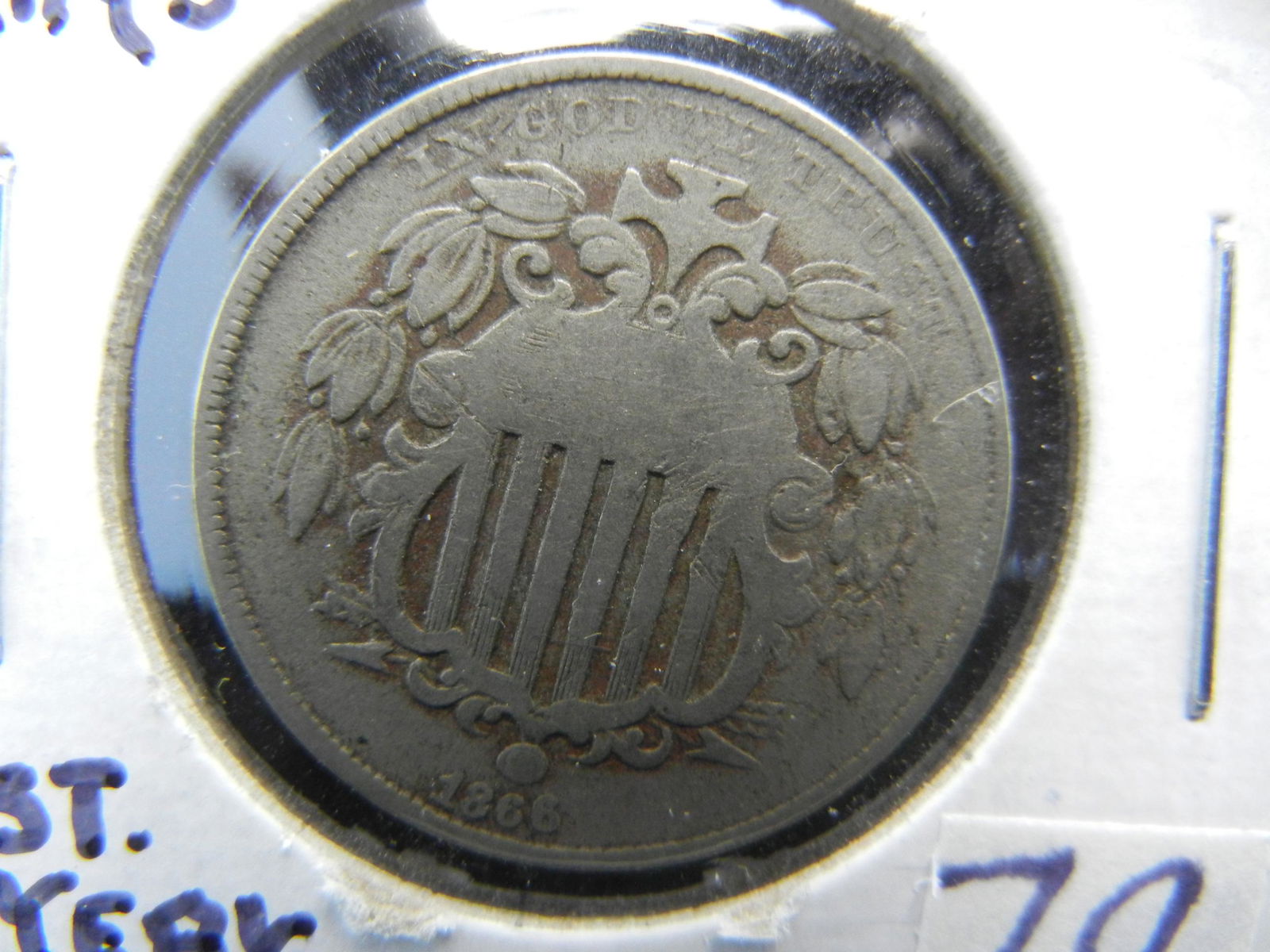 1866 Rays Shield Nickel First Year issue (1 of 3)