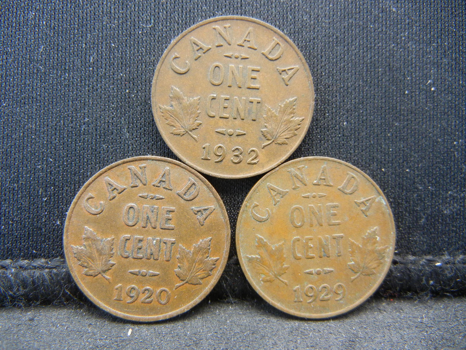 3 Canada George V Cents Dated 1920 1929 1932.: 3 Canada George V Cents Dated 1920 1929 1932.