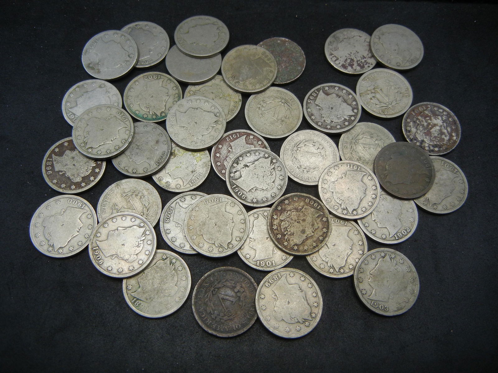 Lot of 40 Liberty Head V-Nickels. (1 of 3)