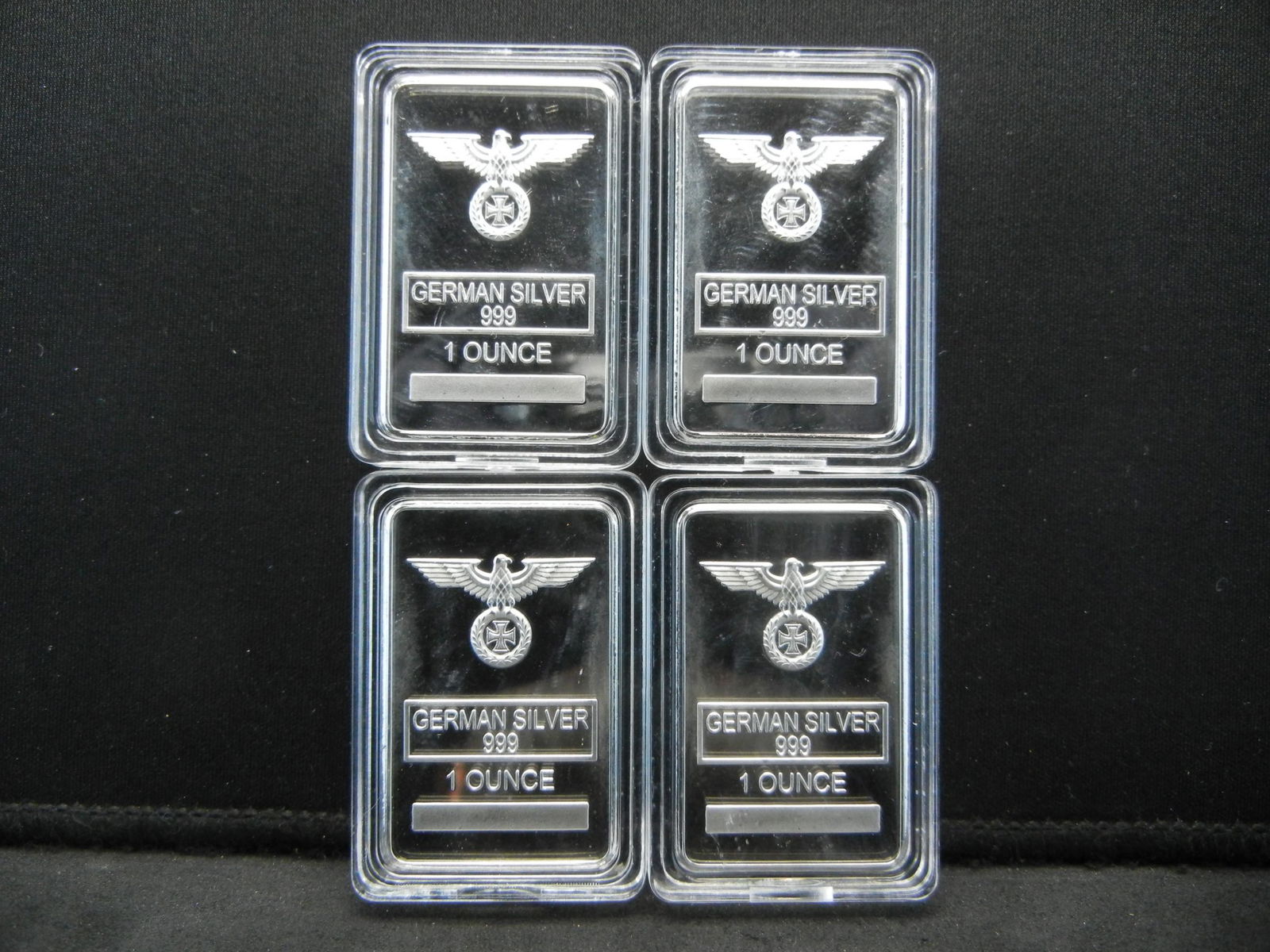 CLAD (4) SILVER GERMAN ART BARS ONE OUNCE, CLAD (1 of 2)