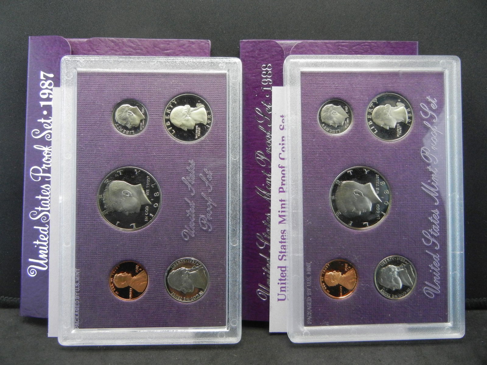 1987 & 1988 United States Clad Proof Sets in Original: 1987 & 1988 United States Clad Proof Sets in Original Packaging