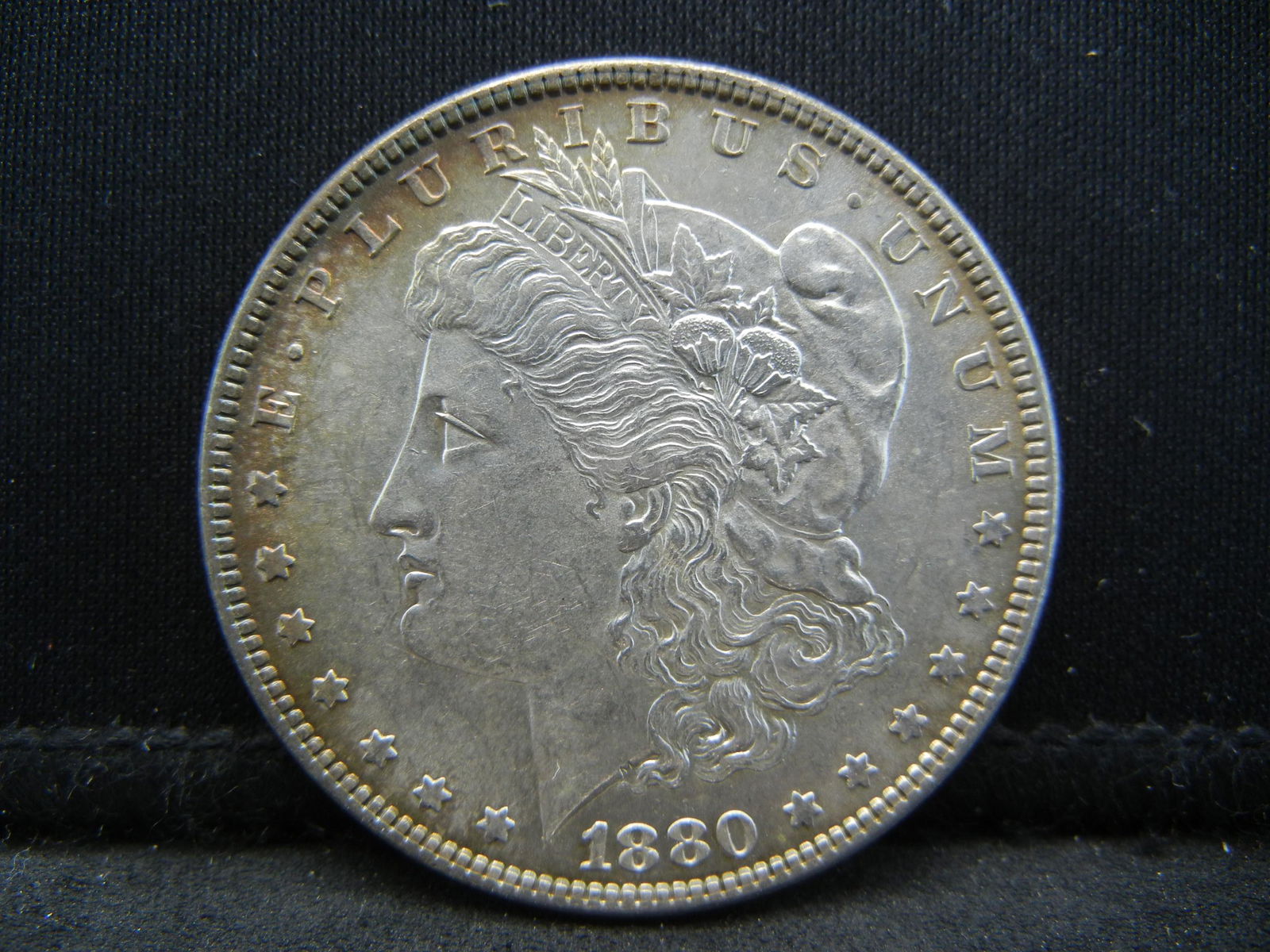 1880 Morgan Dollar CH BU Awesome Rainbow Colors Reverse (1 of 2)