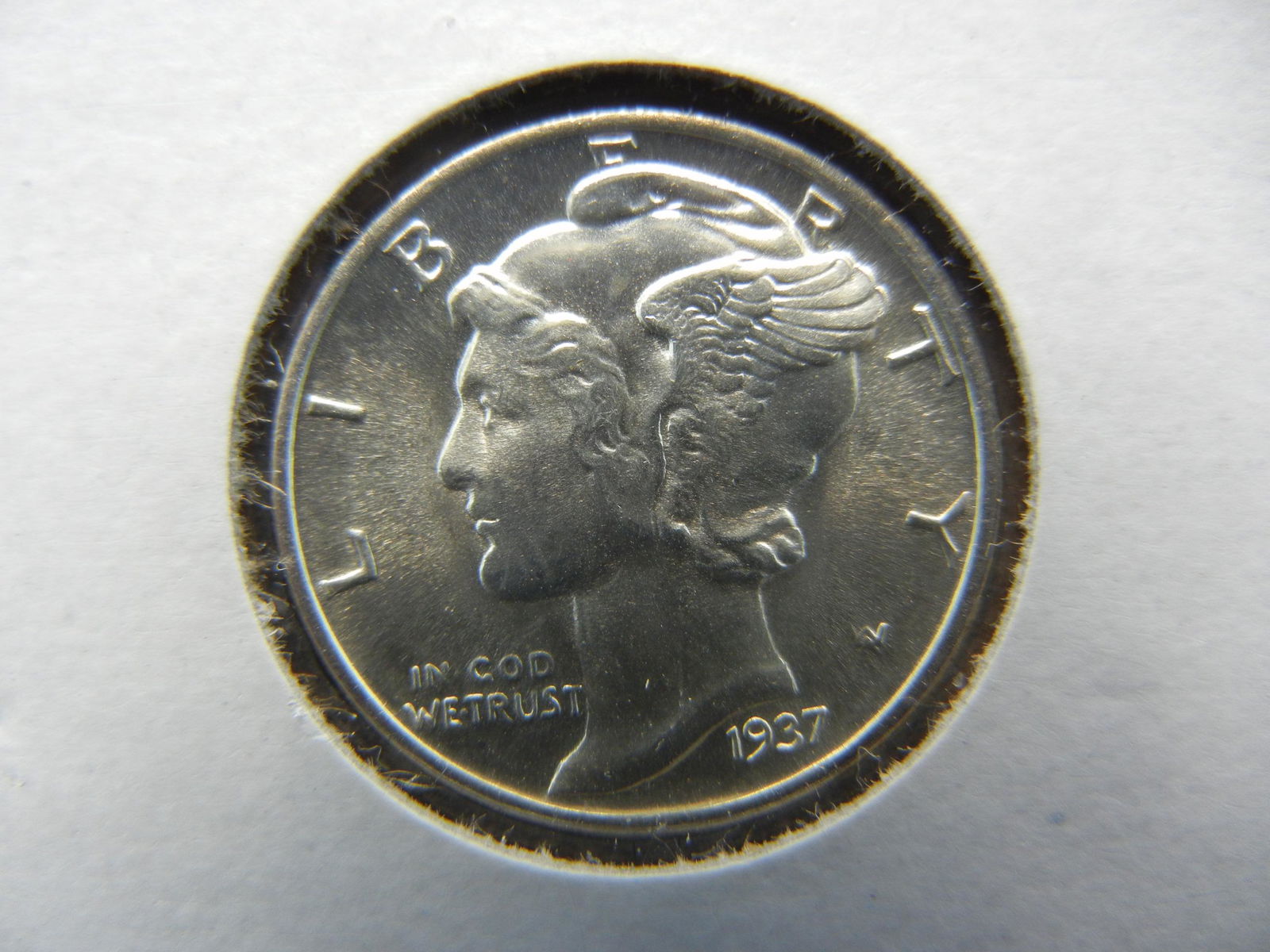 1937 Gem BU Mercury Dime Blast White (1 of 3)