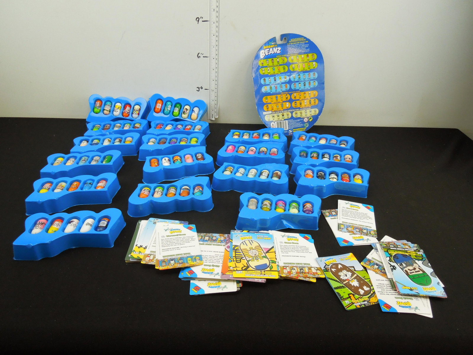 Mighty Beanz Games with Assorted Cards, Identification: Mighty Beanz Games with Assorted Cards, Identification Board and 18 Full Trays of Beanz Figures