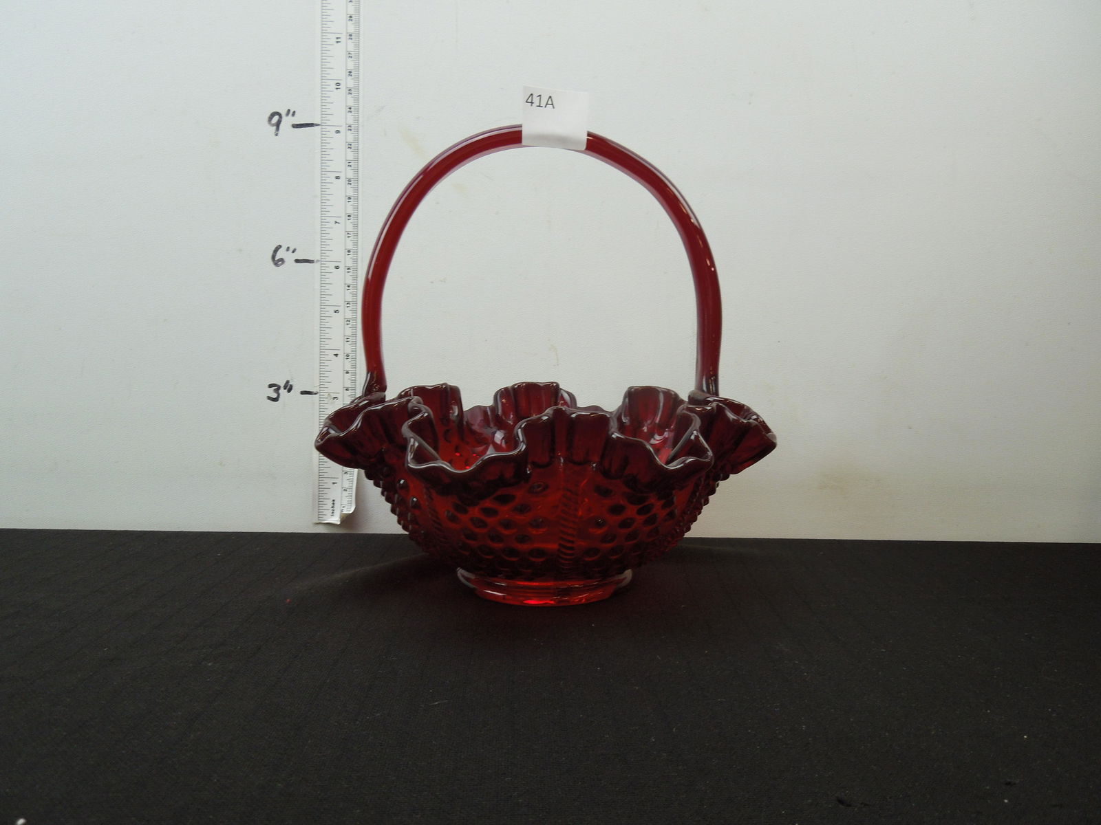 Fenton Ruby Red Hobnail Basket (1 of 4)
