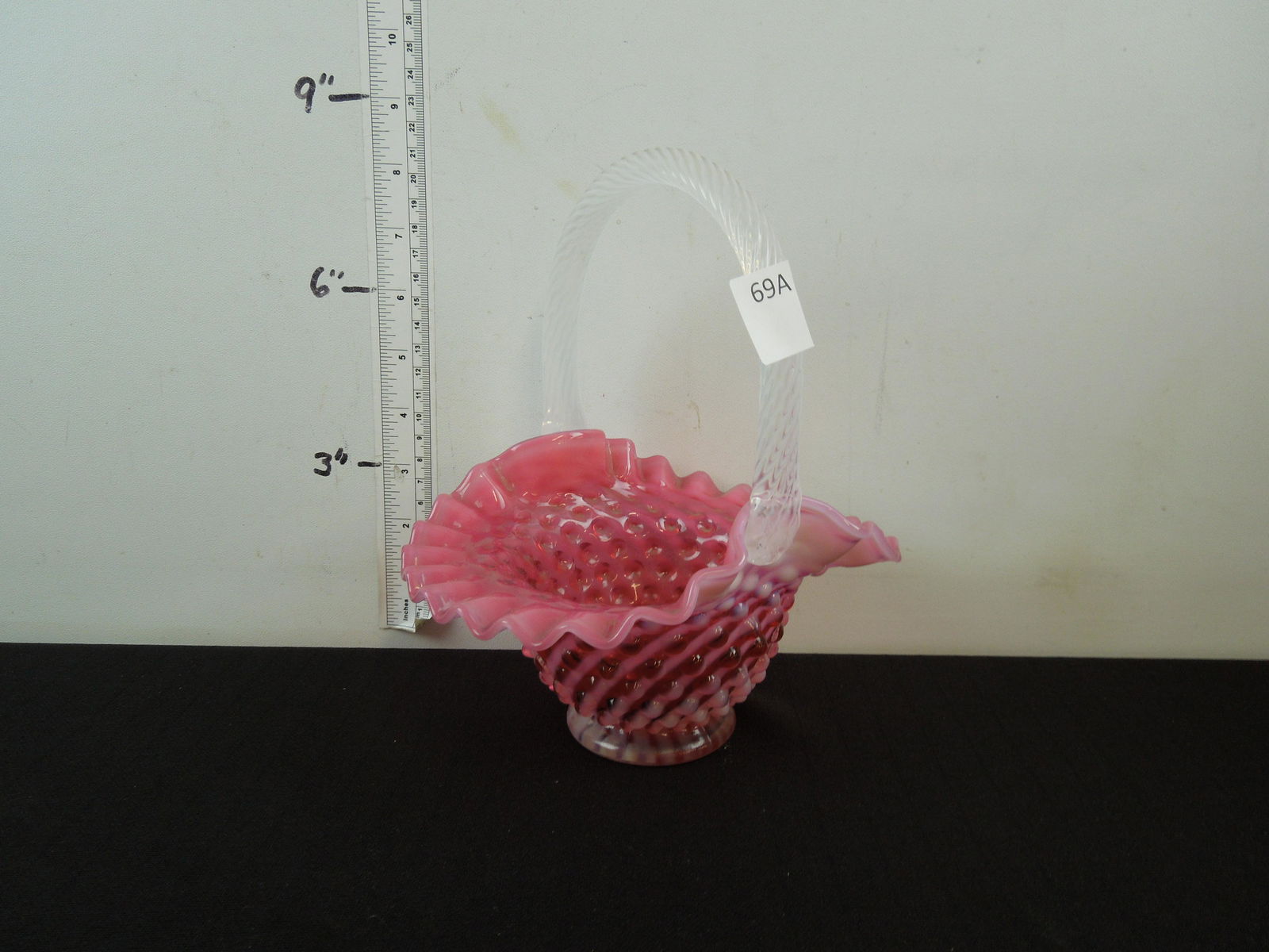Fenton Pink Hobnail Glass Basket (1 of 3)