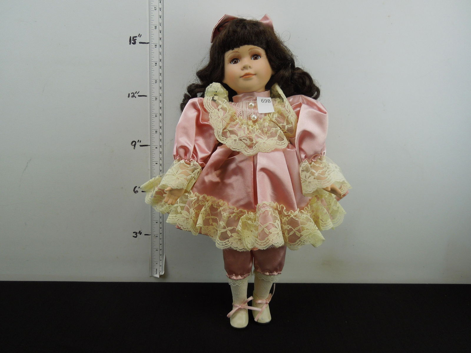 Seymour Mann Porcelain Doll in Pink Satin Outfit (1 of 4)