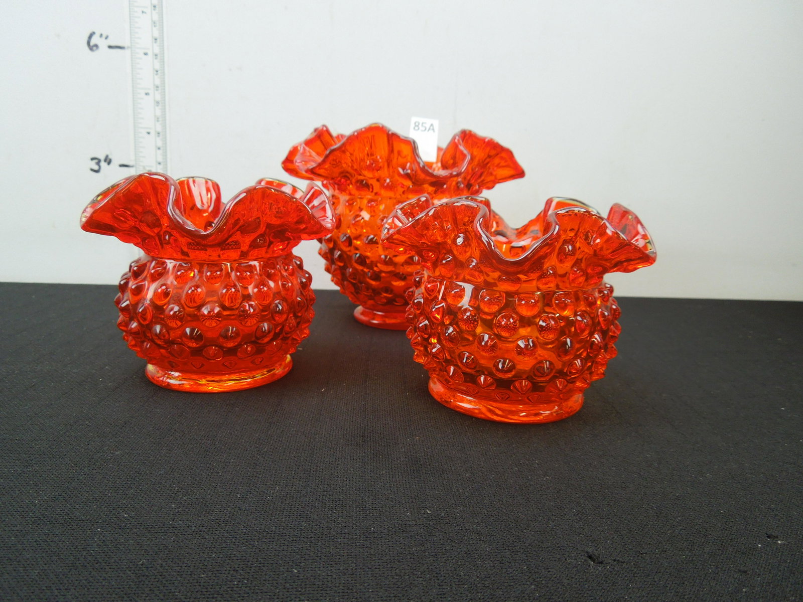 3 Piece Set of Fenton Amberina Hobnail Dishes: 3 Piece Set of Fenton Amberina Hobnail Dishes