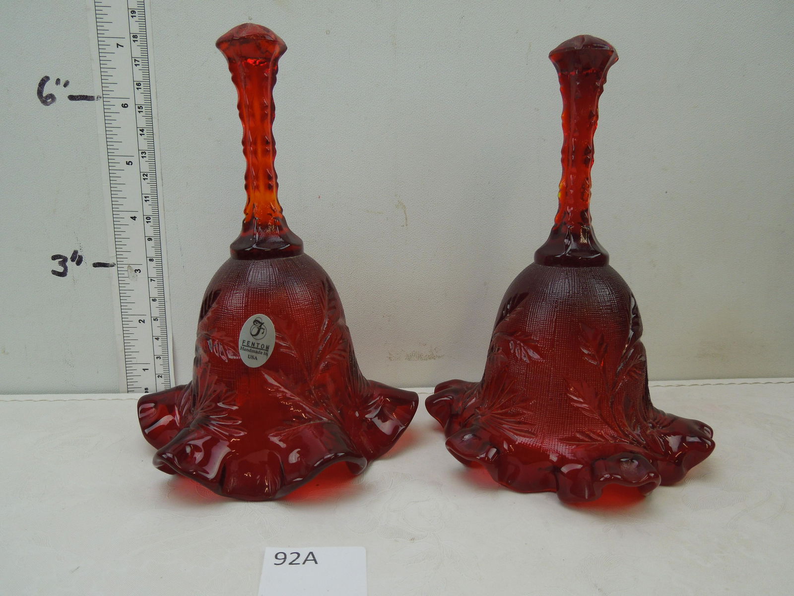 Set of 2 Fenton Ruby Red Glass Bells (1 of 5)