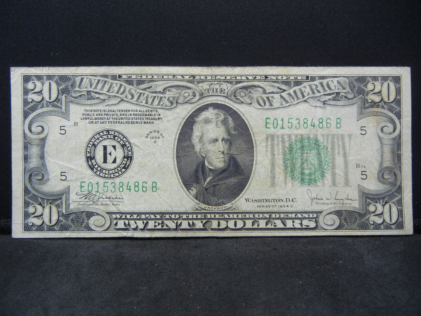 1934 C $20.00 Federal Reserve Note (1 of 3)