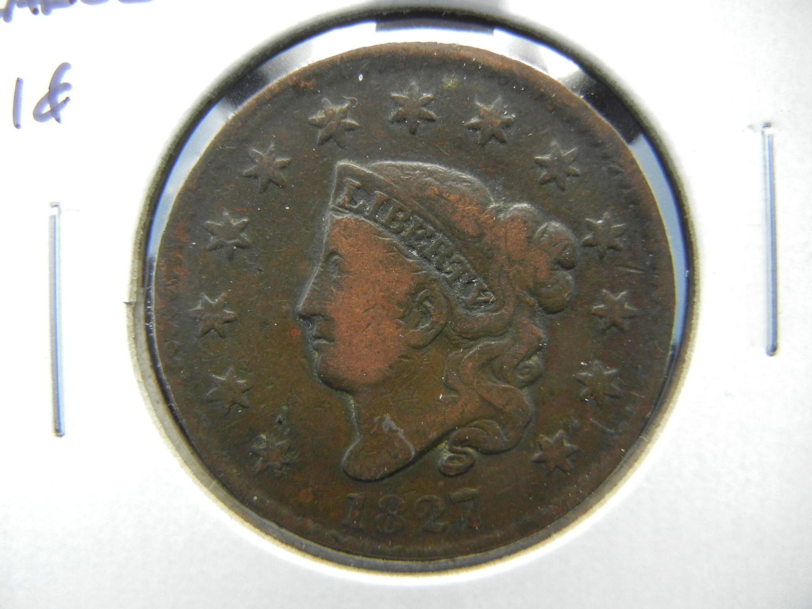 1827 Large 1c.  Fine+. (1 of 3)
