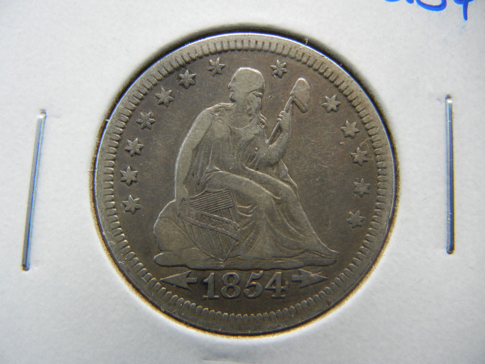 1854 Seated 25c.  XF. (1 of 3)